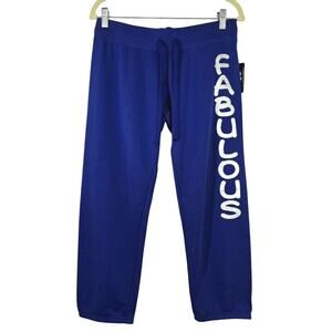 M Planet Gold Y2K Blue Fabulous Low Rise Cropped Sweatpants Joggers NWT Size M